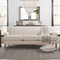 Polyxena Lawson Three-Cushion Tightback Sofa, Sky Neutral Beige Polyester