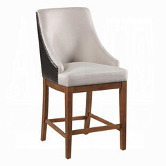 Traditional Luxury Upholstered Counter Height Chairs Set of 2 Sloped Arms Nailhead Trim Stylish Formal Dining Furniture
