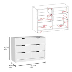 Utopia 4 Drawers Dresser, 2 Cabinets -White