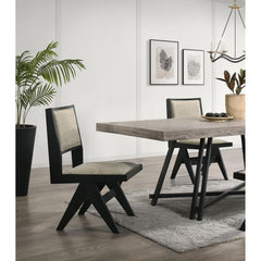 Dining Room Black Side Chairs Light Gray Upholstery Seat 2pc Dining Side Chairs Dining Room Furniture