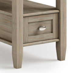 Warm Shaker Solid Wood 14 inch Wide Transitional Narrow Side Table in Distressed Grey