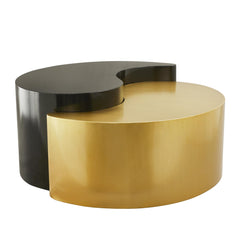 SUMMIT YANG Modern & Contemporary Style Coffee Table Made with Iron Sheet Frame in Black & Gold