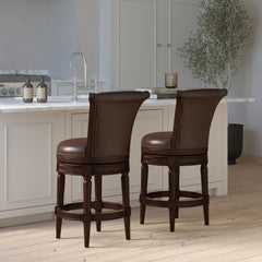 Sanctuary Wood Counter-Height Swivel Barstool with High-Back, 1PC