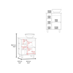 Cosmos Vessel Sink Vanity With One Door Storage And Open Shelves, Freestanding Bathroom Cabinet, Black