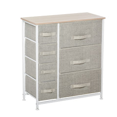 7-Drawer Dresser Storage Tower Cabinet Organizer Unit, Easy Pull Fabric Bins with Metal Frame for Bedroom, Closets, Light Gray