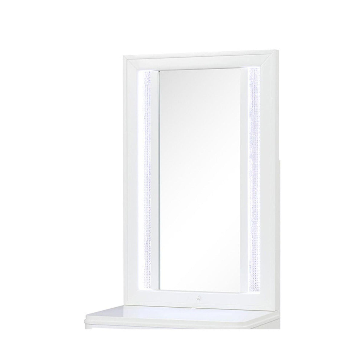 Hades Modern Style Mirror for Nightstand Top made with wood frame and LED in White(Only Mirror TOP)
