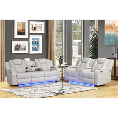 WALTZ LED & Power Recliner 2 PC Made With Faux Leather in Ice