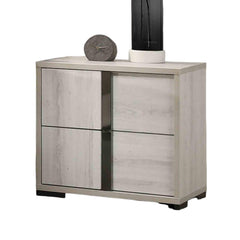 Contemporary Style 1pc Nightstand Melamine Top Chrome Handles French Dovetail Drawers White Wash Finish Bedroom Furniture