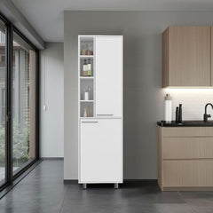 Legend Kitchen Pantry with 2 Doors, Adjustable Shelves, side Shelves, Compact Storage Cabinet for Kitchen Organization, White