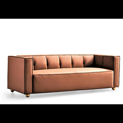 Polyester Sofa with Tufted Low Back Design, Elegant 3 Seater Couch for Coastal and Modern Farmhouse Living Rooms, 87 Inch Wide, Easy Assembly