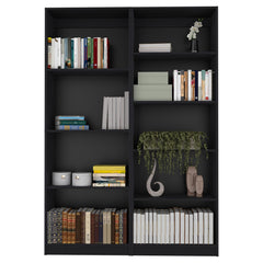 2 Piece Bookcase Living Room Set,  Storage Cabinet, 49" Wide and 9 Shelves Matt Gray / White