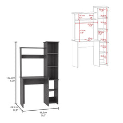 Valhalla Writintg Desk, Two Superior Shelves, Five Cubbies -Smokey Oak