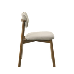 Mid-Century Modern Style 2pc Side Chair Upholstered Polyester Walnut And Beige Finish Dining Room