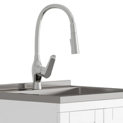 Melody - Deluxe 24" Laundry Cabinet with Pull-out Faucet and Stainless Steel Sink - White