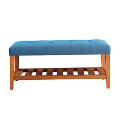 Hera Light Blue Fabric & Oak Finish Bench