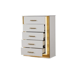 Epimetheus Contemporary Style 5-Drawer Chest Made with Wood & Gold Finish