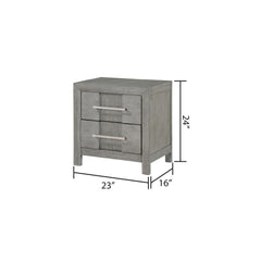 Modern Style 2-Drawer Night stand with Silver Coated metal Handles made with wood in Gray Color