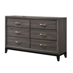 1pc Contemporary 6-Drawer Dresser Gray Finish Wooden Bedroom Furniture