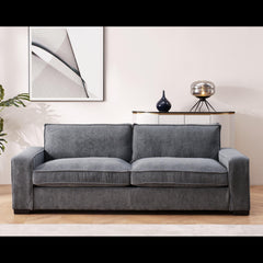 Odysseus Corduroy Sofa with Sleek Design, Spacious and Comfortable 3 Seater Couch for Modern Living Room, Ideal for Entertainment and Cozy Moments, Large, Grey