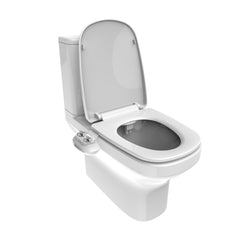 Utopia bidet two silver color knob handles dual nozzle spray guard shield front feminine and rear wash white