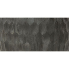 Harmony 34 Inch Handcrafted Mango Wood Coffee Table, Hammered Round Drum Shape, Honeycomb, Rustic Gray