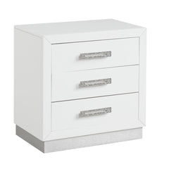 Nightstand Made with Wood in Milky White Color