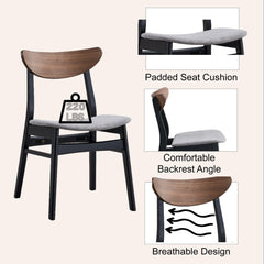 Summit Gray Linen, Walnut & Black Finish Side Chair (Set of 2)