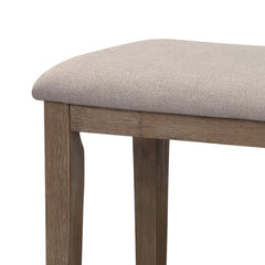 Sonata Style Wooden Bench with Fabric Upholstered Seat,Brown and Beige