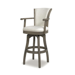 Apollo 31i" Swivel Bar Stool with Armrests, Natural White Linen