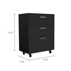 Storage Cabinet - Superior Top, Drawer Base Cabinet, Three Drawers, Four Casters -Black