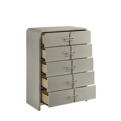 Lyric Contemporary Beige 5-Drawer Chest with Metal Handles and Ball Bearing Glide Drawers