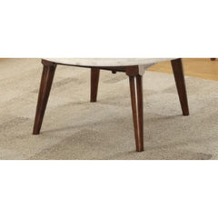Star White Marble Top & Walnut Finish Coffee Table
