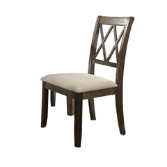 Hades Beige Linen & Salvage Brown Finish Side Chair (Set of 2)