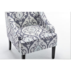 Versatile Upholstered Side Chair, Solid Wood Frame with Recessed Arms, Tapered Front Legs and Flared Back Legs, Foam & Sinuous Springs Cushioned Accent Chair for Entryway Bedroom Dining Room