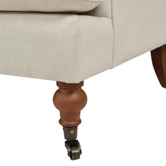Polyxena 38" Lawson Accent Arm Chair Metal Casters, Light Beige Linen