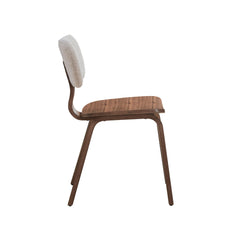 Poem White Boucle 7 Walnut Finish Side Chair (Set of 2)