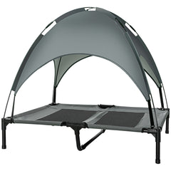 Elevated Dog Bed with Removable Canopy, Outdoor Dog Cot with UV Protection Canopy Shade, 36 inch Large Pet Bed for Camping, Gray
