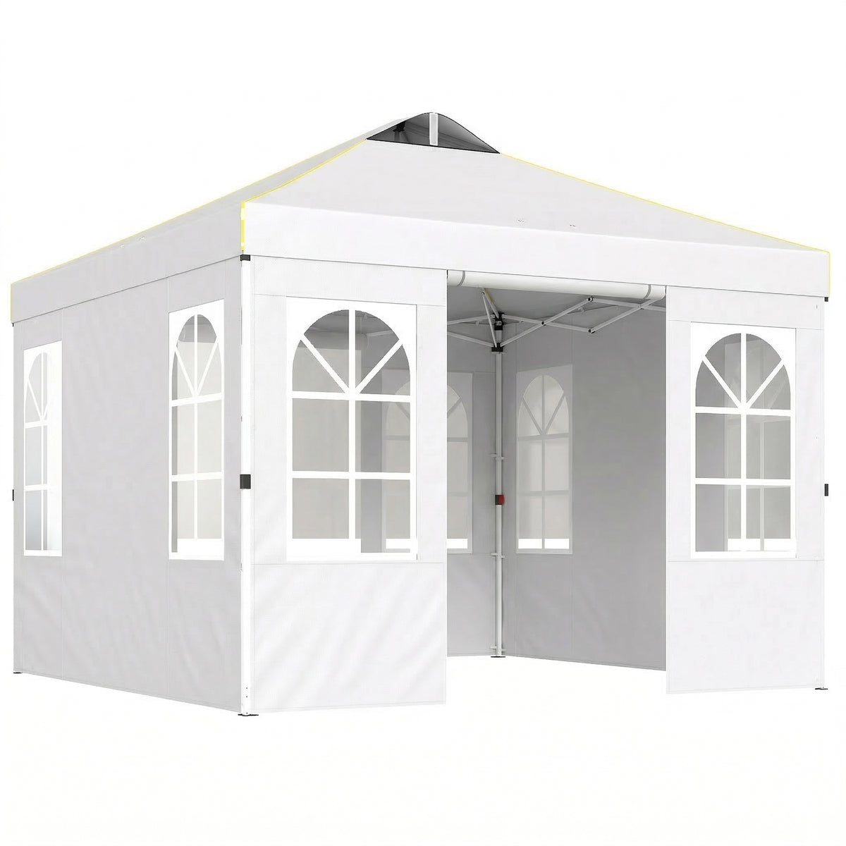9.6 x 9.6 ft Pop Up Canopy Tent with Sidewalls, One Push Setup, UPF50+ Portable Instant Canopy Shelter, White