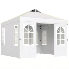 9.6 x 9.6 ft Pop Up Canopy Tent with Sidewalls, One Push Setup, UPF50+ Portable Instant Canopy Shelter, White