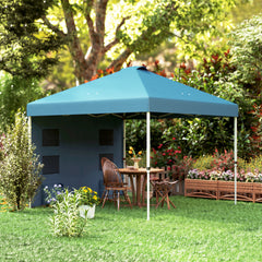 10' x 10' Pop Up Canopy Tent w/ Sidewall, UPF50+ Height Adjustable Instant Sun Shelter w/ Storage Pockets, Sea Blue