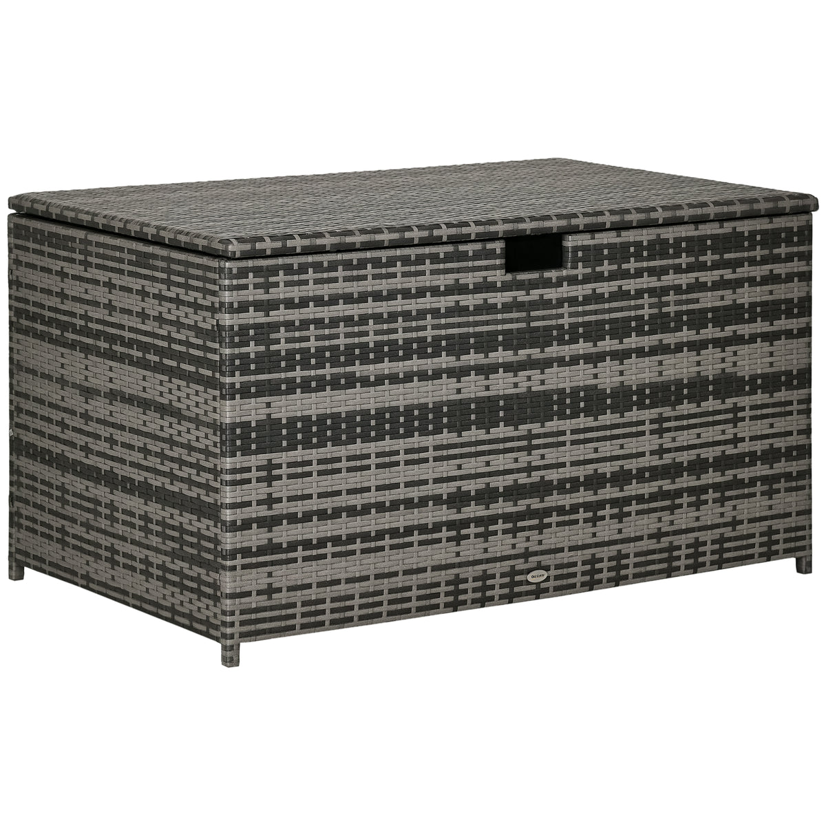 113 Gallon Outdoor Storage Box, Rattan Deck Box for Indoor, Patio Furniture Cushions, Pool Garden Tools, Dark Gray