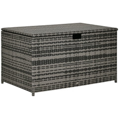 113 Gallon Outdoor Storage Box, Rattan Deck Box for Indoor, Patio Furniture Cushions, Pool Garden Tools, Dark Gray