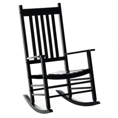 Wooden Outdoor Rocking Chair with Armrests, High Back for Garden, Patio, Balcony, Porch, Black