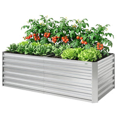 Galvanized Raised Garden Bed, Steel Outdoor Planters with Reinforced Rods, 71" x 36" x 23", Silver