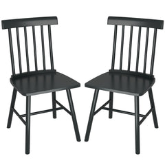 Dining Chairs Set of 2, Farmhouse Wood Kitchen Chairs with Rubber Wood Frame, Spindle Back for Dining Room, Black