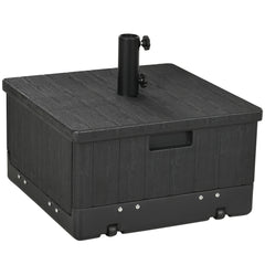 2-in-1 Outdoor Umbrella Base, Planter Box with Drain Hole, 175 lbs. Capacity Heavy Duty Fillable Patio Umbrella Stand Table with Wheels and Handles for Deck, Poolside, Black