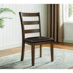 Transitional Style 5pc Dining Table Set 1x Dining Table 4x Chairs Padded seat Wooden Top Table Walnut And Dark Brown Finish