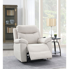 Camelot Beige Polished Microfiber Power Motion Recliner with Lift, Heating & Massage Chair