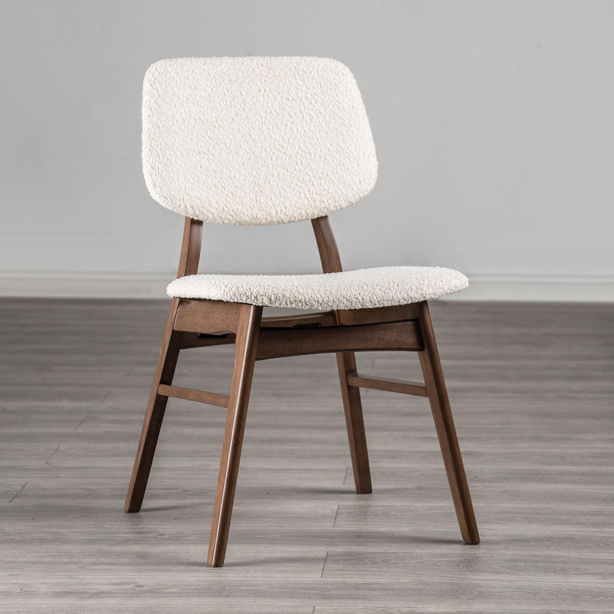 2pc Side Chair Angled Legs Padded Seat And Back Mid-Century Modern Walnut And Beige Finish Dining Room