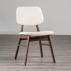 2pc Side Chair Angled Legs Padded Seat And Back Mid-Century Modern Walnut And Beige Finish Dining Room